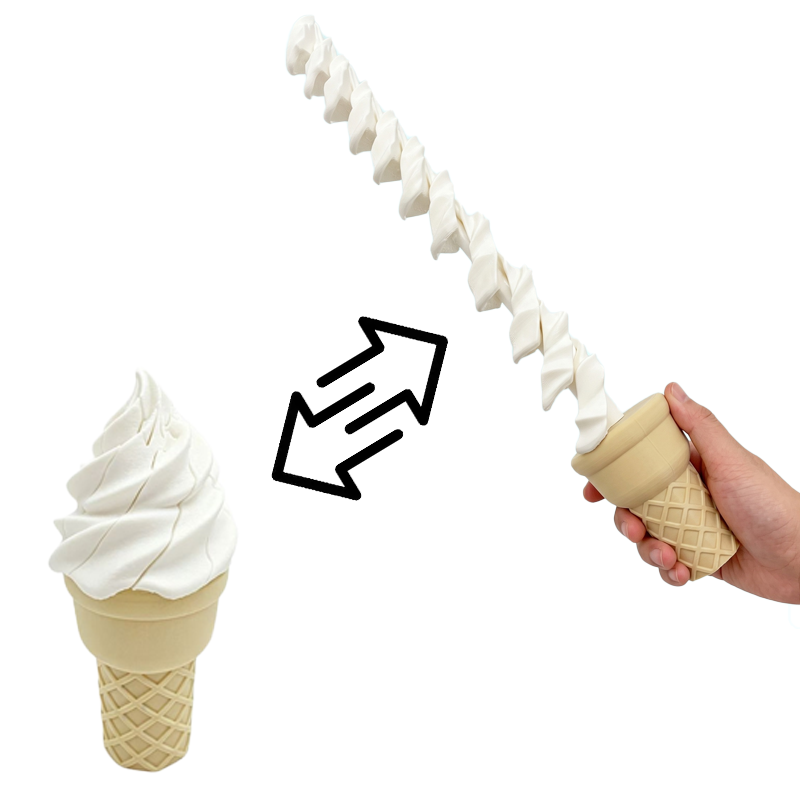 3D Printing Toys - 3D Printing Ice Cream Retractable Curveds