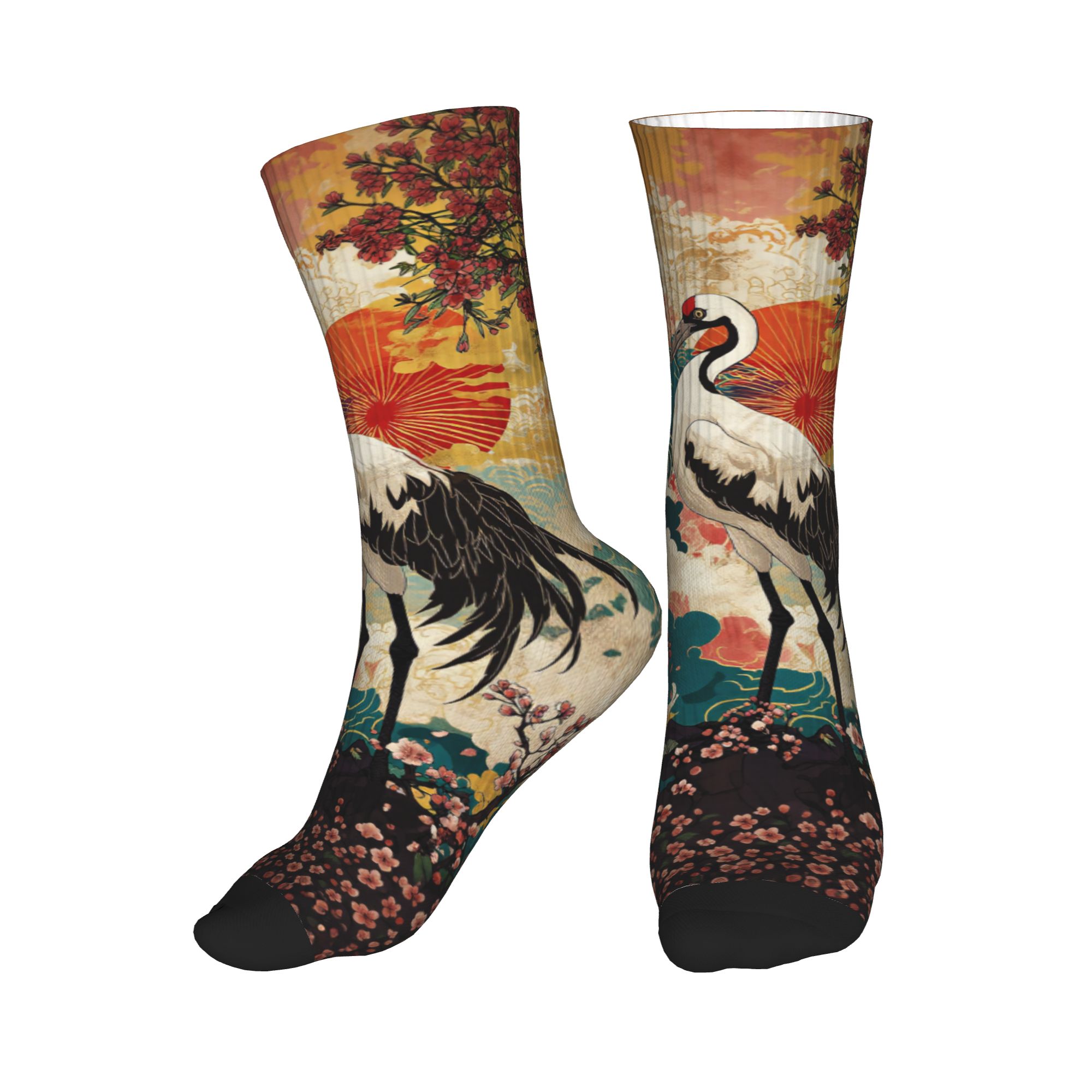 3D Printing Youtube - Fashion Men's Ukiyo-e Double Crane Cherry