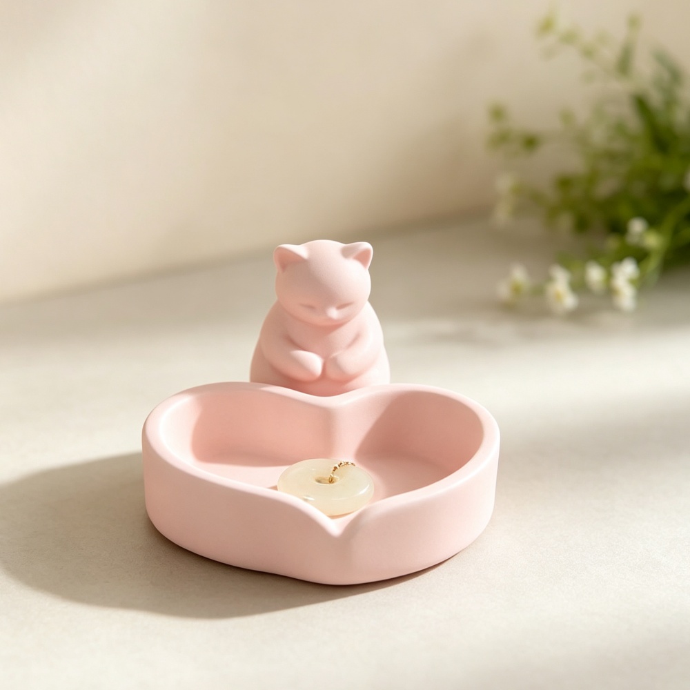 3D Printed Pink Cat With Heart - огляд і ціна 3D Printing Ring Holder