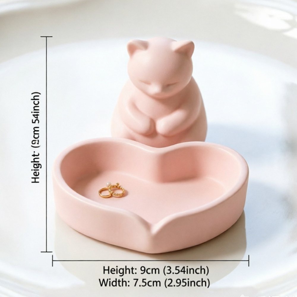 3D Printed Pink Cat With Heart - огляд і ціна 3D Printing Ring Holder