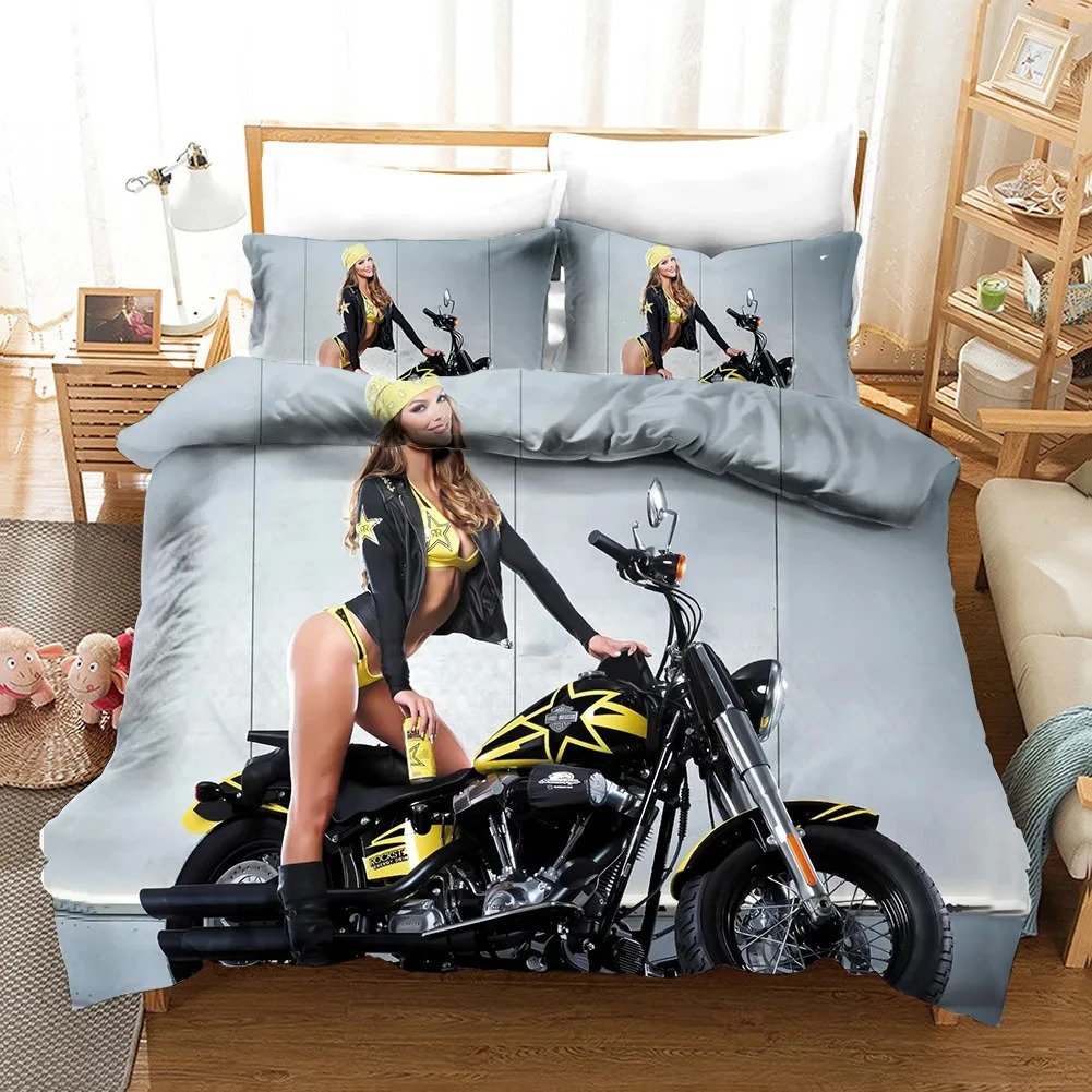 Sexy Girl Motocross Duvet Cove - огляд і ціна 3D Printing Quilting