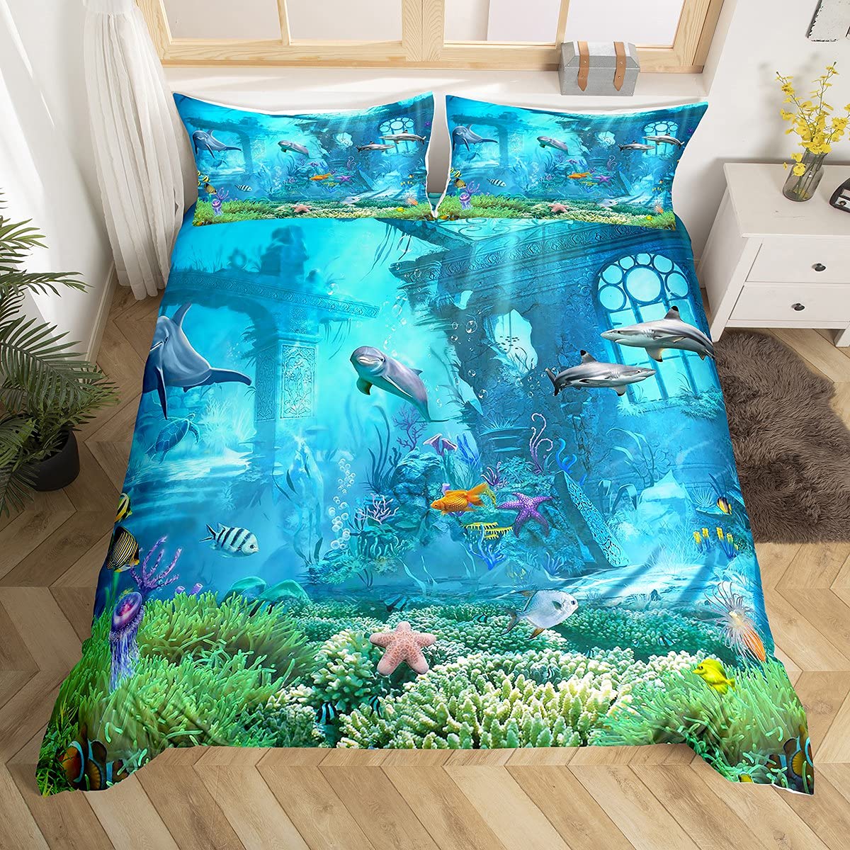 Fish Duvet Cover Set Ocean Bed - огляд і ціна 3D Printing Quilting