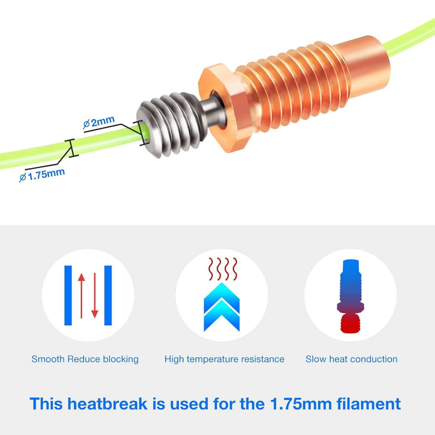 2PCS E3D V6 Hotend Heatbreak A - огляд і ціна 3D Printing Titanium