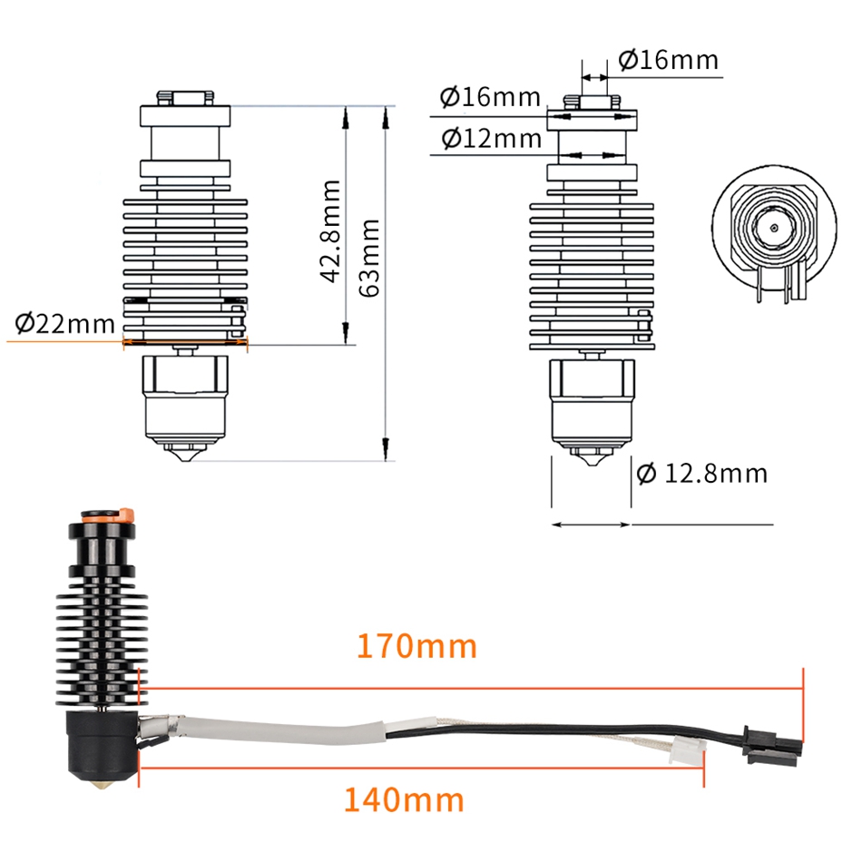 24V E3D V6 Hotend For DDE DDB  - огляд і ціна 3D Printing Ender