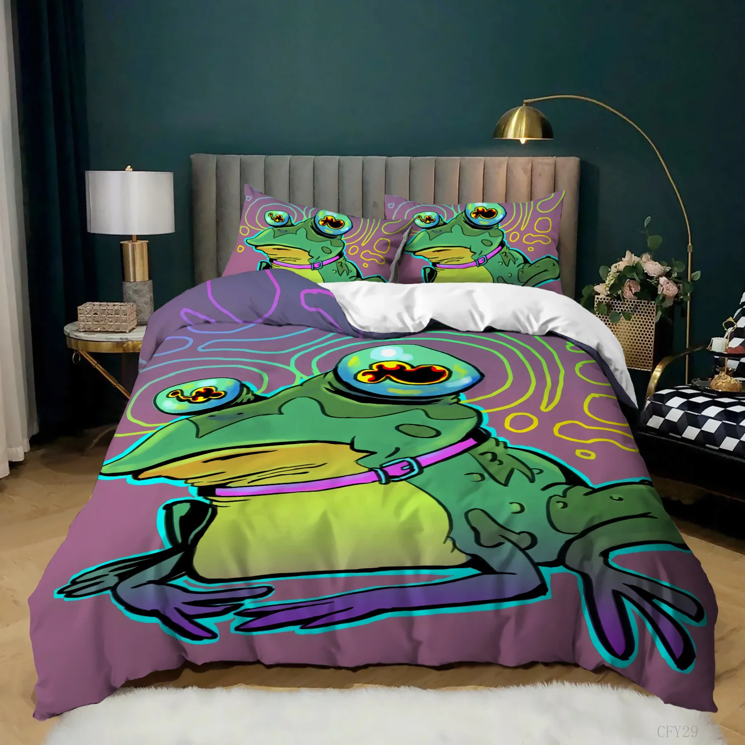 Frog Duvet Cover Set King Size - огляд і ціна 3D Printing Quilting