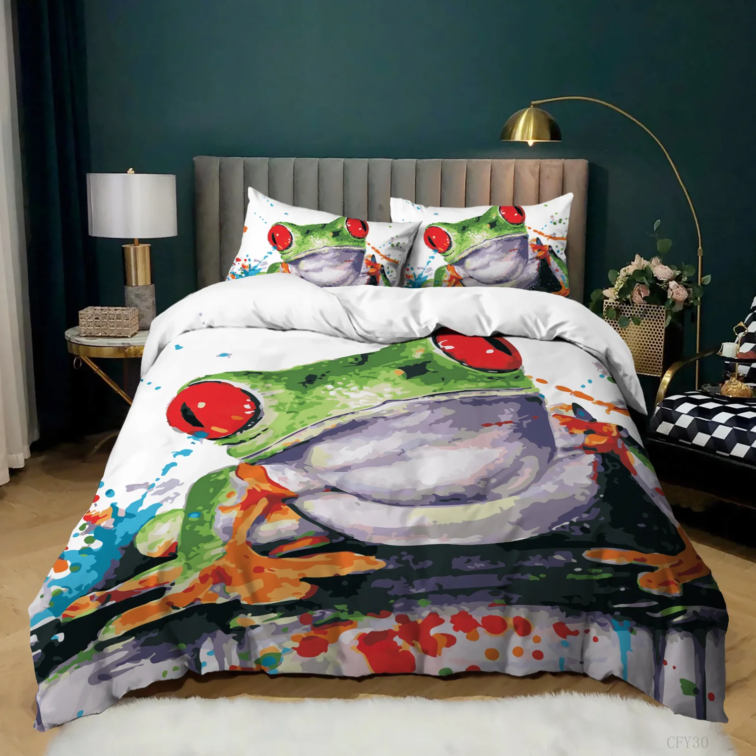 Frog Duvet Cover Set King Size - огляд і ціна 3D Printing Quilting