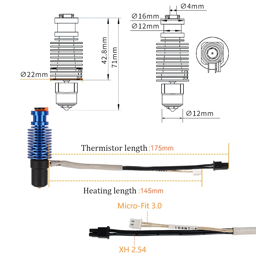 Volcano Hotend E3D V6 24V 50W  - огляд і ціна 3D Printing Ender
