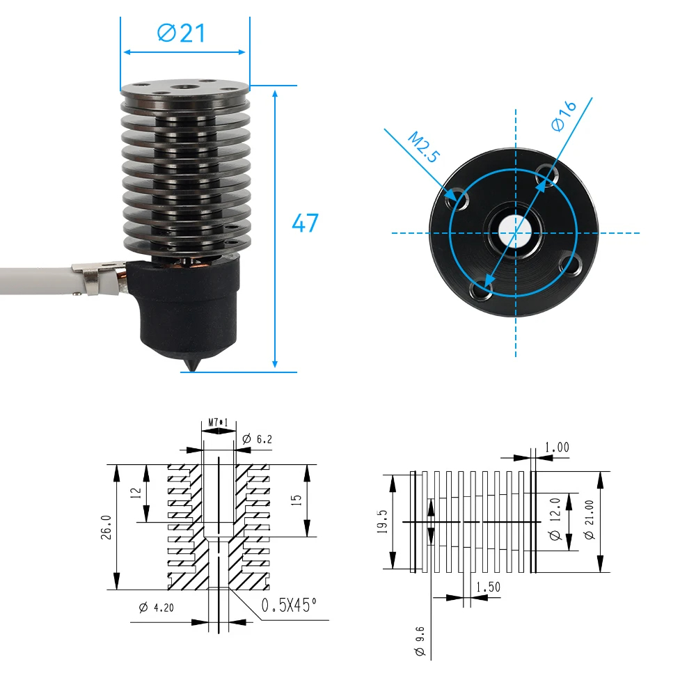 Volcano Hotend E3D V6 24V 50W  - огляд і ціна 3D Printing Ender